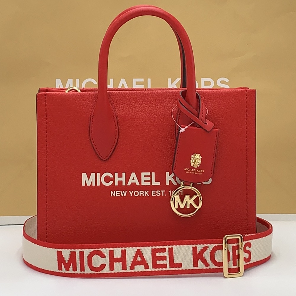 MICHAEL KORS MIRELLA SMALL SHOPPER TOP ZIP XBODY BRIGHT RED COLOR - Picture 5 of 16